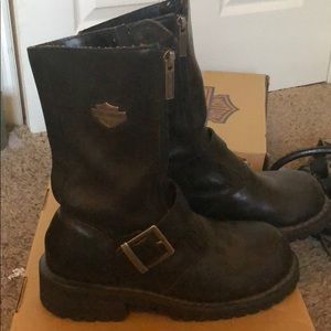 Black leather wayward mid riding boot